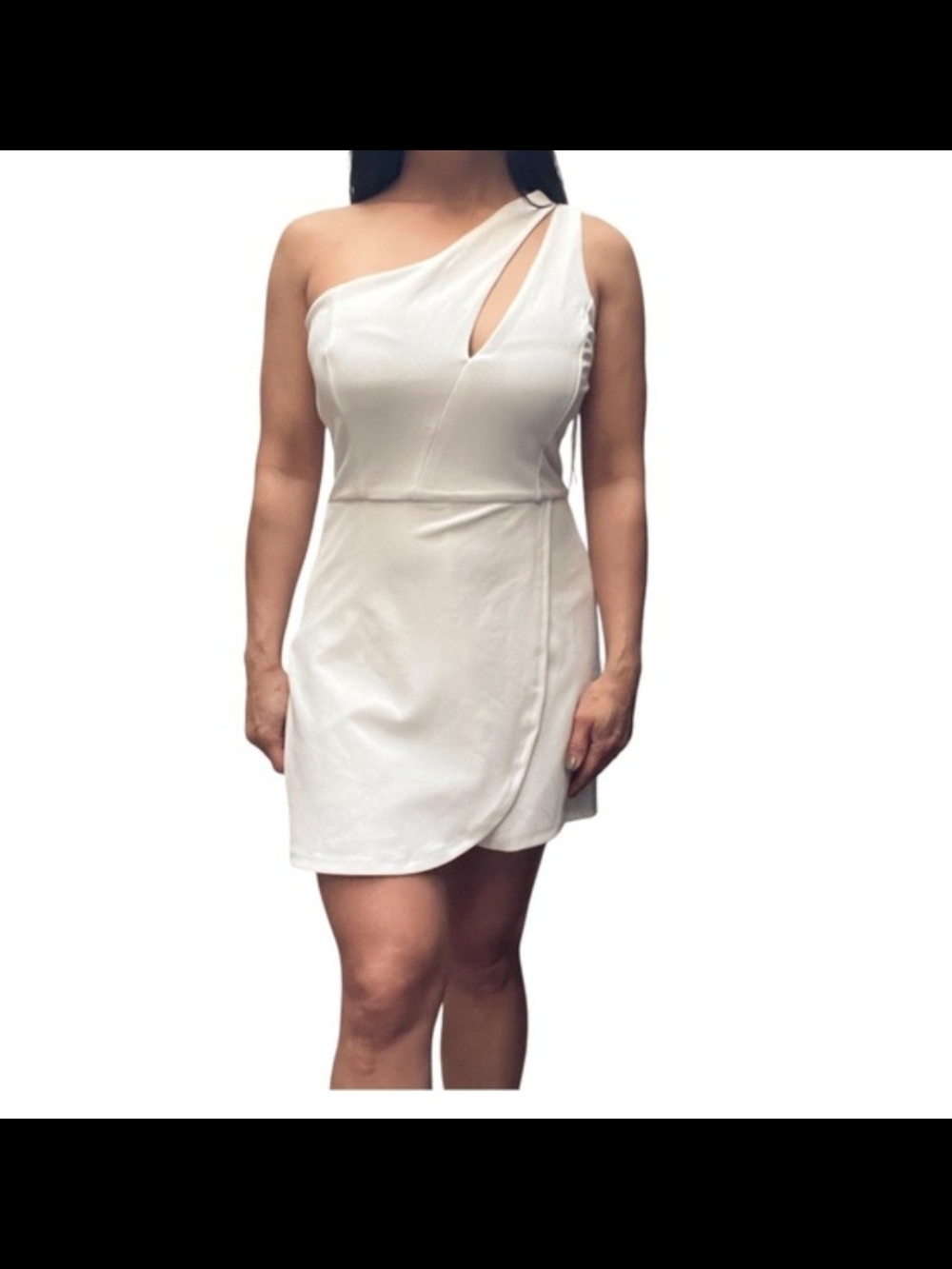 Lulus One-Shoulder White Mini Dress with Asymmetric Cutout